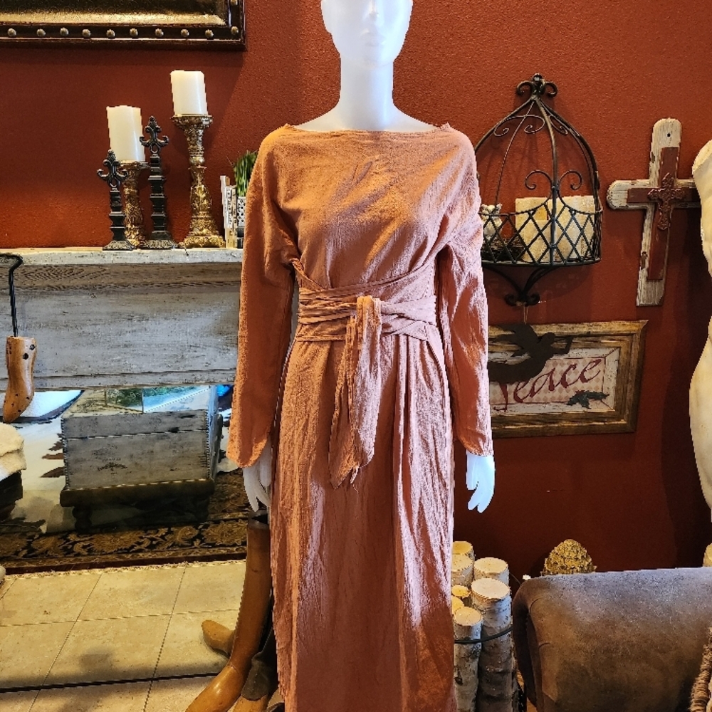 Chic Long Sleeve Dress in Warm Tan